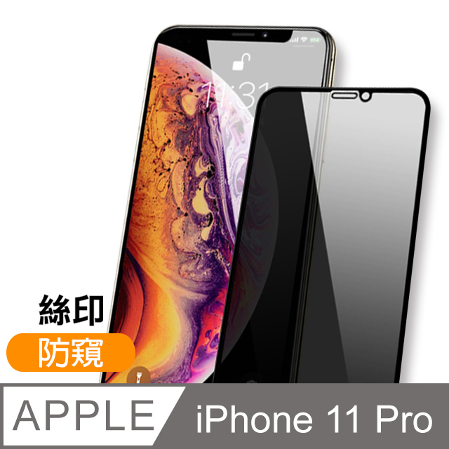 iPhone 11 Pro 絲印 滿版 高清防窺 手機鋼化膜保護貼