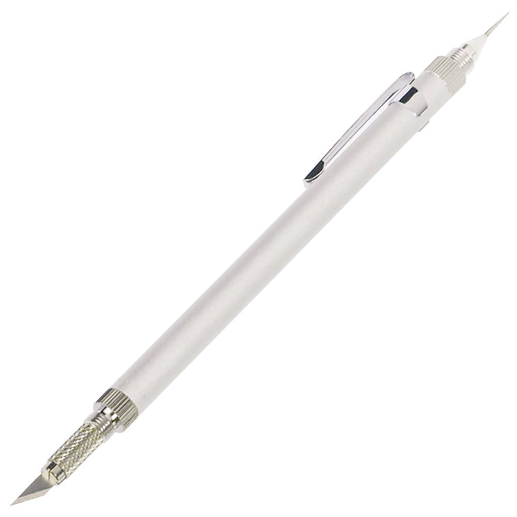 日本製NT Cutter多功能雙頭筆刀9mm金屬筆刀D-1000P筆型美工刀精密筆刀(含30°/45°替刃和針)