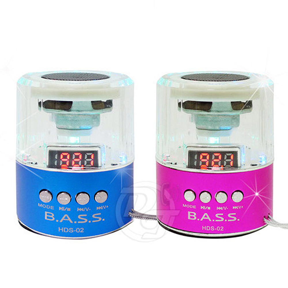 B.A.S.S. 七彩圓型可攜式插卡收音喇叭 HDS-02 七彩炫光高音質享受