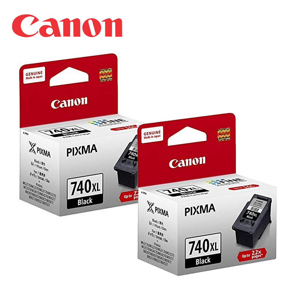 Canon 佳能 PG-740XL 原廠大容量墨水匣(2黑)(適用:MG3670、MX377、MX397、MX437、MX457、MX477、MX517、MX527)