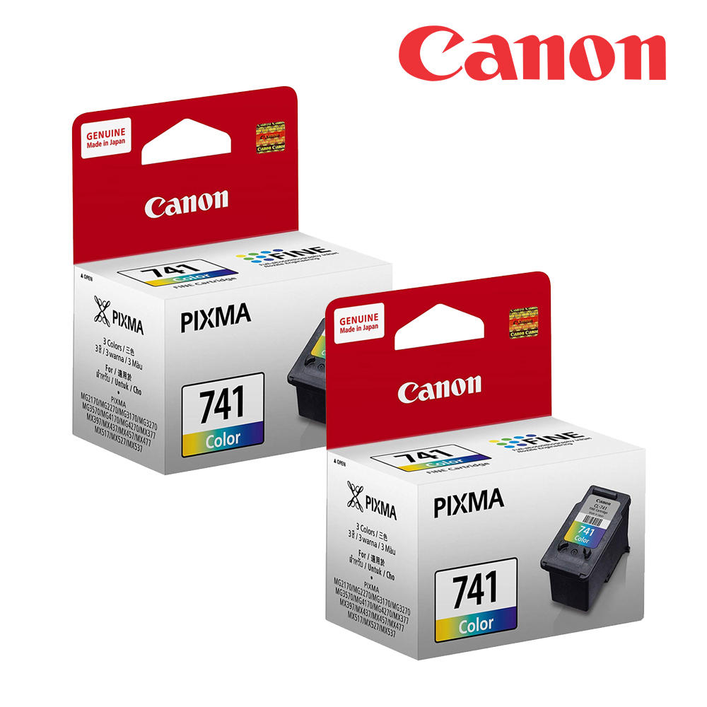 Canon 佳能 CL-741 原廠彩色墨水匣組(2彩)(適用:MG3670、MX377、MX397、MX437、MX457、MX477、MX517、MX527)