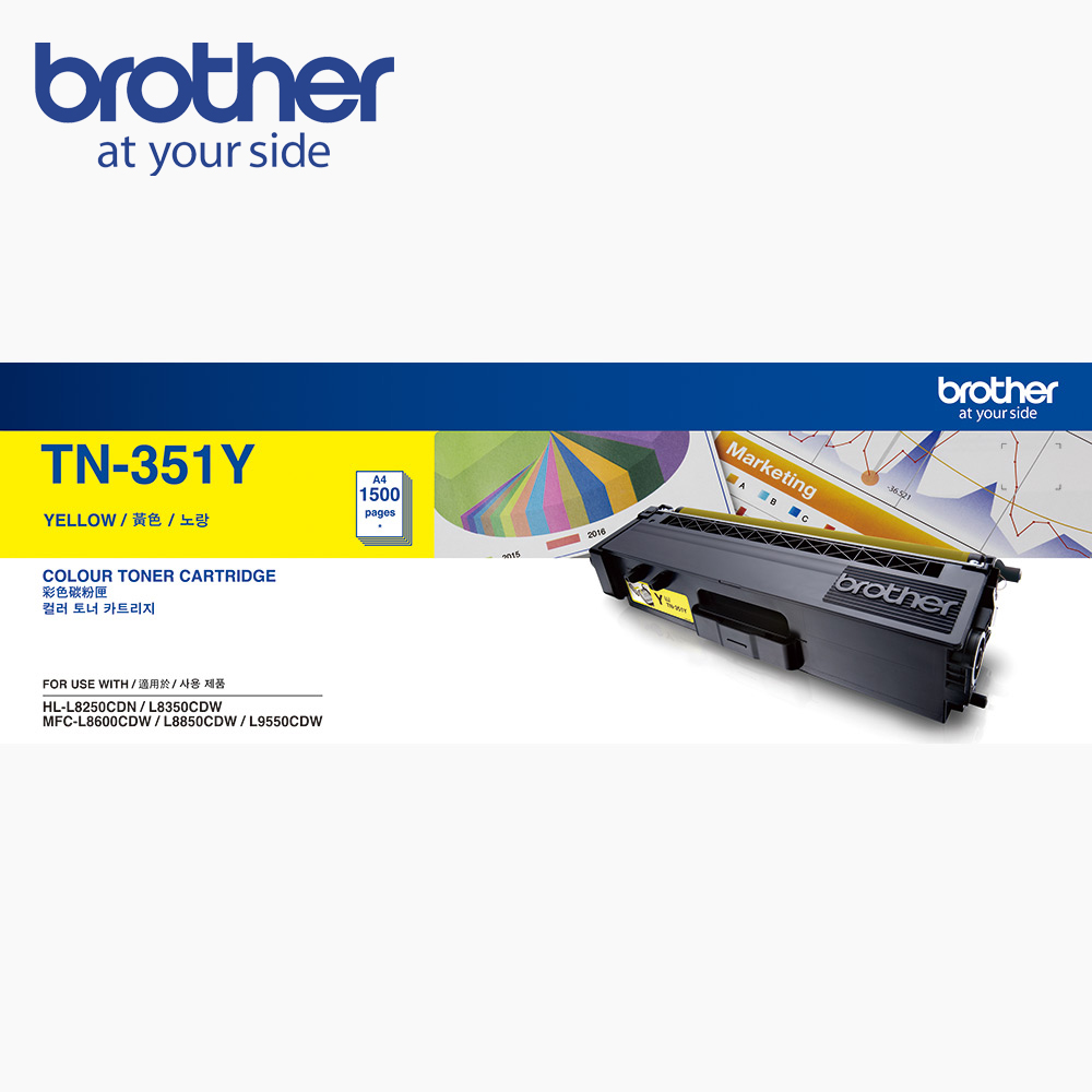 BROTHER 兄弟牌 TN-351Y 原廠黃色碳粉匣(適用：HL-L8250CDN、L8350CDW、L8600CDW、L8850CDW、L9550CDW)