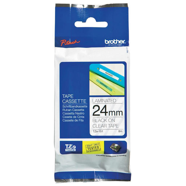 BROTHER 兄弟牌 TZe-151 護貝標籤帶 ( 24mm 透明底黑字 )-10卷/組