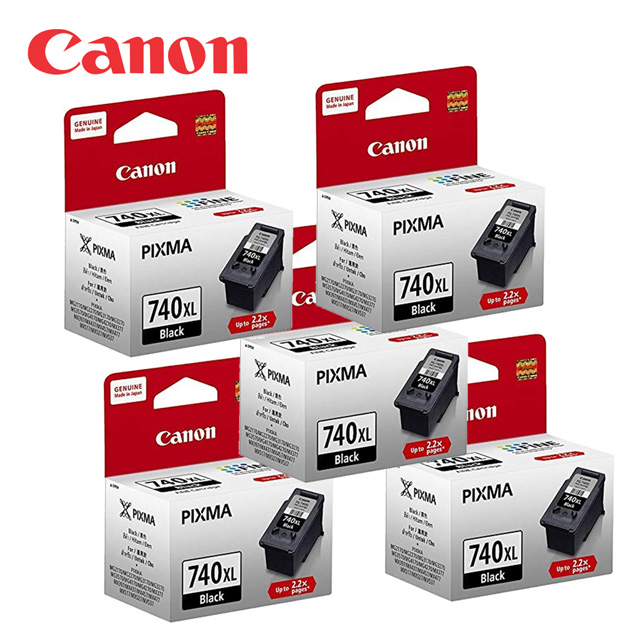 Canon 佳能 PG-740XL 黑色大容量墨水匣5個 (適用:MG3670、MX377、MX397、MX437、MX457、MX477、MX517、MX527)