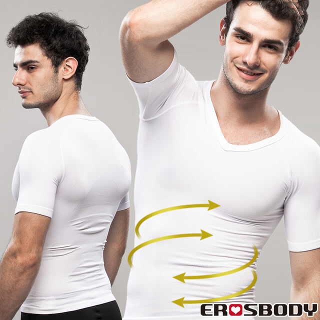 EROSBODY 艾若斯健美 男生 白色健身塑身內衣 短袖 推薦（其他規格）