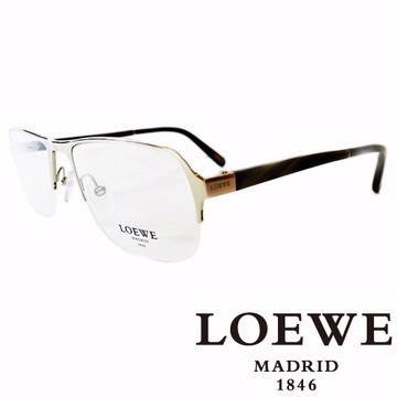 LOEWE 羅威 西班牙皇室品牌法瑯質半框橢面平光眼鏡(銀)VLW413-0579