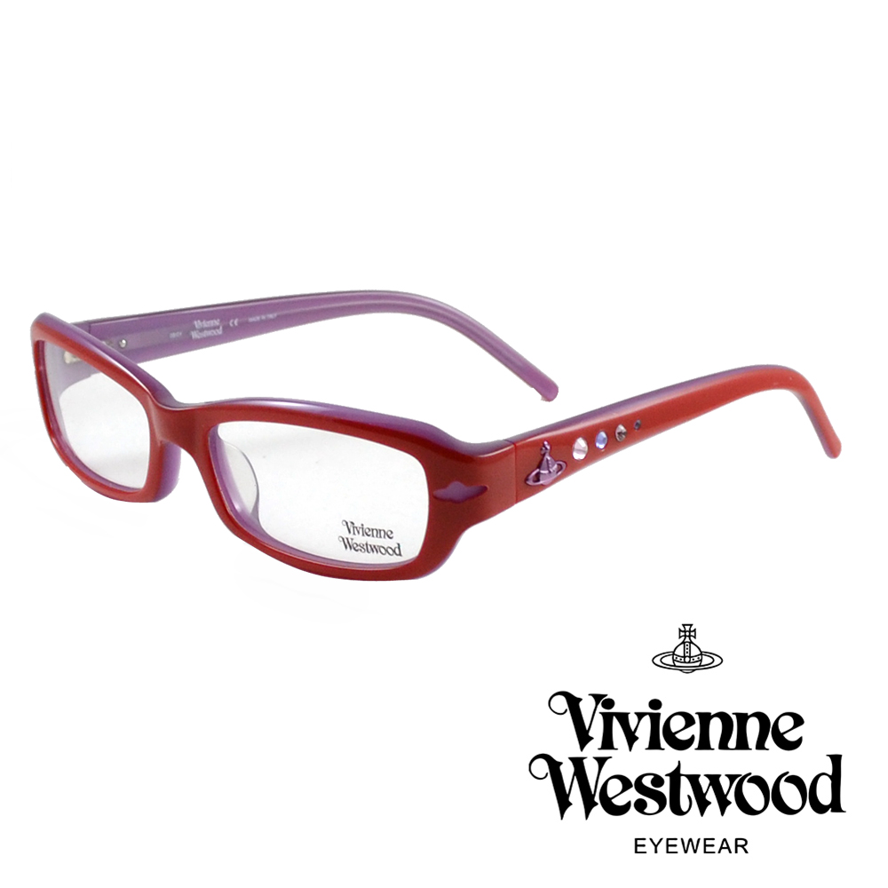 Vivienne Westwood 薇薇安魏斯伍德 英國光學鏡框閃亮時尚晶鑽英倫龐克風(紅) VW15702