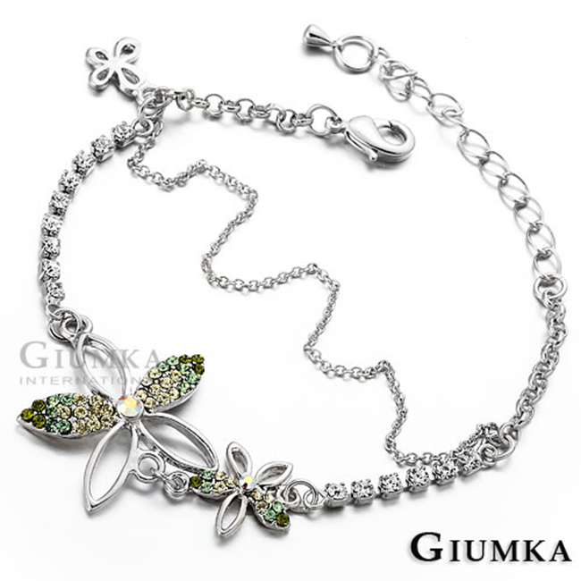 GIUMKA 手鍊花戀蝶銀色綠鋯