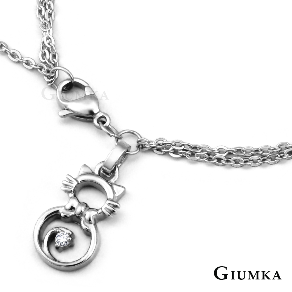 GIUMKA 幸福小貓白鋼雙鍊手鍊 甜美淑女款 單個價格 MB00589