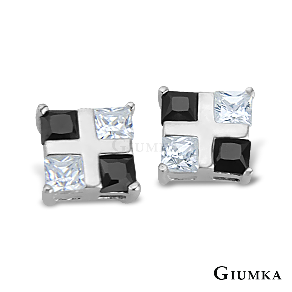 GIUMKA -925純銀耳環-針式-晶亮十字夾鑽