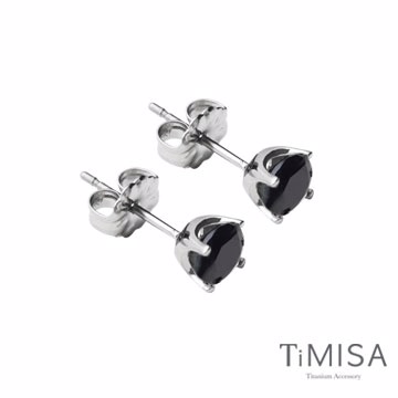 TiMISA 純鈦美學 純鈦簡愛(S)-個性黑 純鈦耳環一對