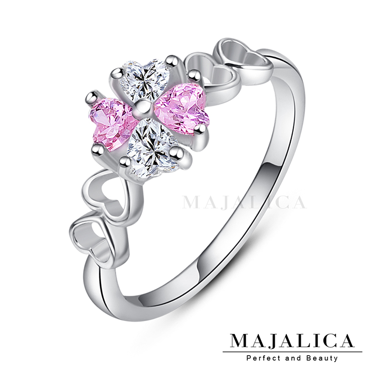 Majalica 925純銀戒指女尾戒幸福幸運草