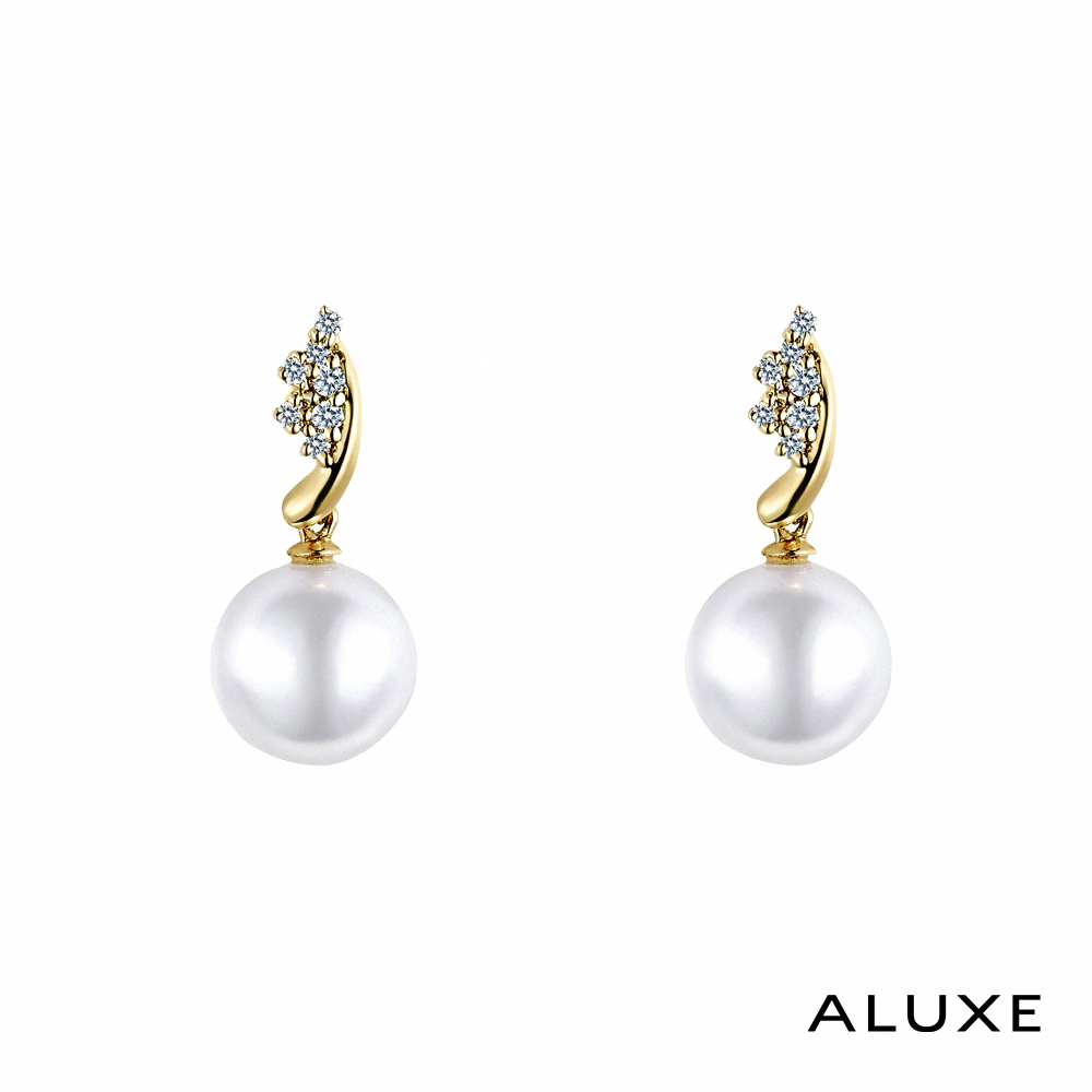 ALUXE 亞立詩 天然淡水珍珠 7-7.5mm 珍珠美鑽耳環 EE0038