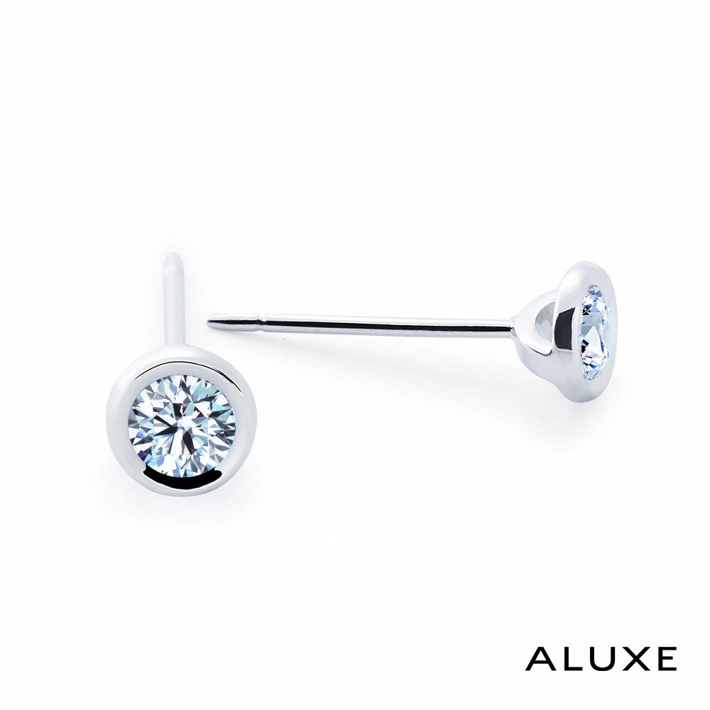 ALUXE 亞立詩 總重0.16克拉 18K金 鑽石耳環 經典包鑲 EE0011
