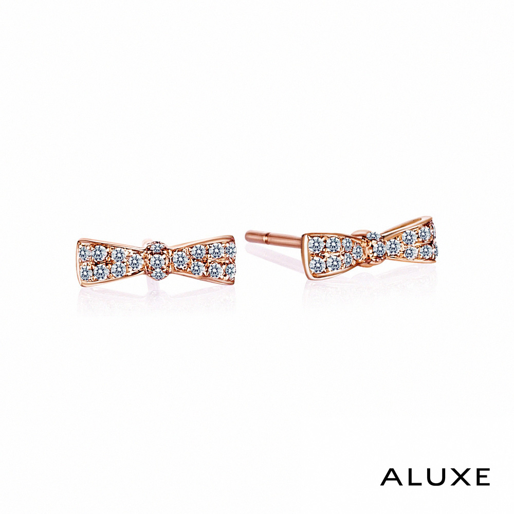 ALUXE 亞立詩 18K金 鑽石耳環 蝴蝶結之愛 EE0756