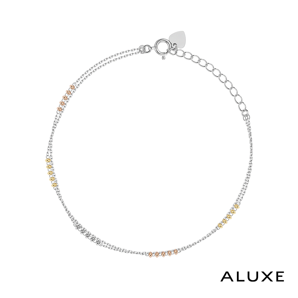 ALUXE 亞立詩 18K金 K金手鍊 三色小圓珠 BR0148