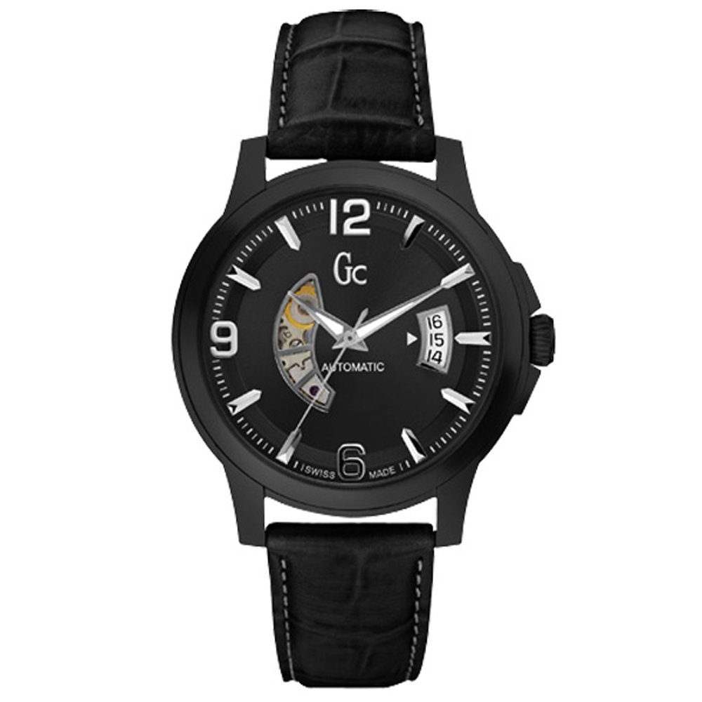 GUESS Collection 尊爵個性機械腕錶-全黑-X84005G2S