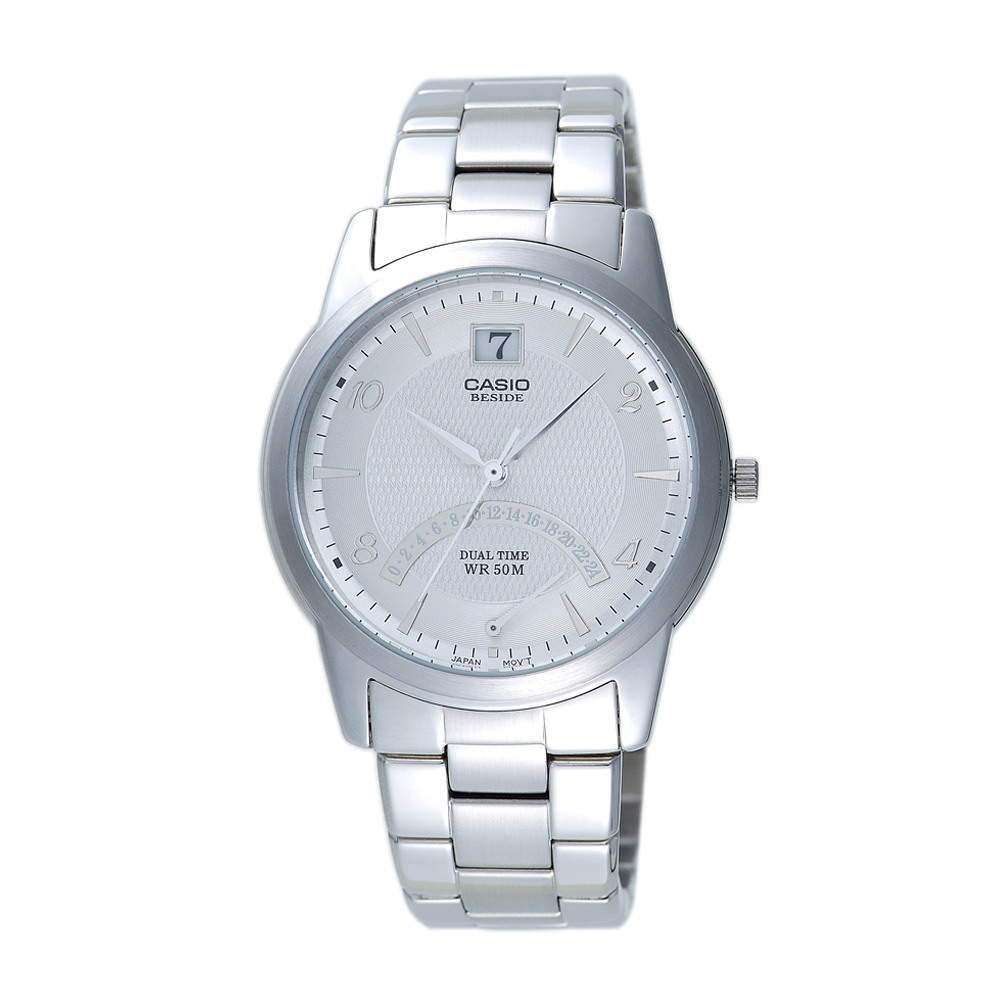 CASIO 卡西歐 時尚彈跳男錶-圓-白-BEM-104D-7AVDF