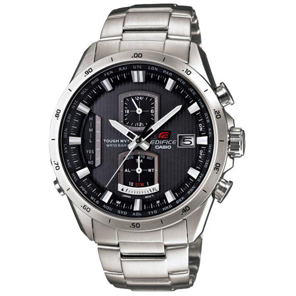 CASIO 卡西歐 EDIFICE系列 終極元素太陽能電波運動錶(鋼帶-銀)