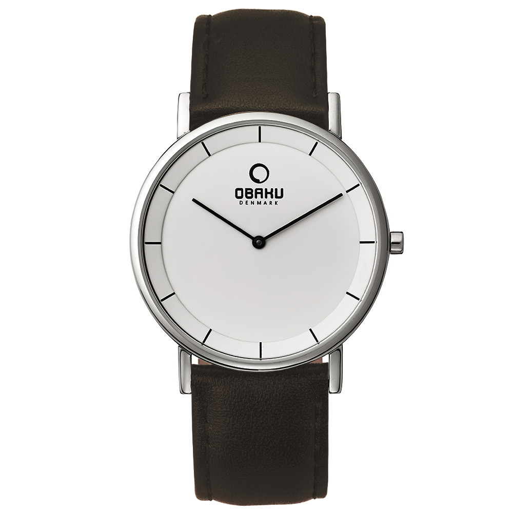 OBAKU 纖薄哲學二針時尚腕錶-深咖啡