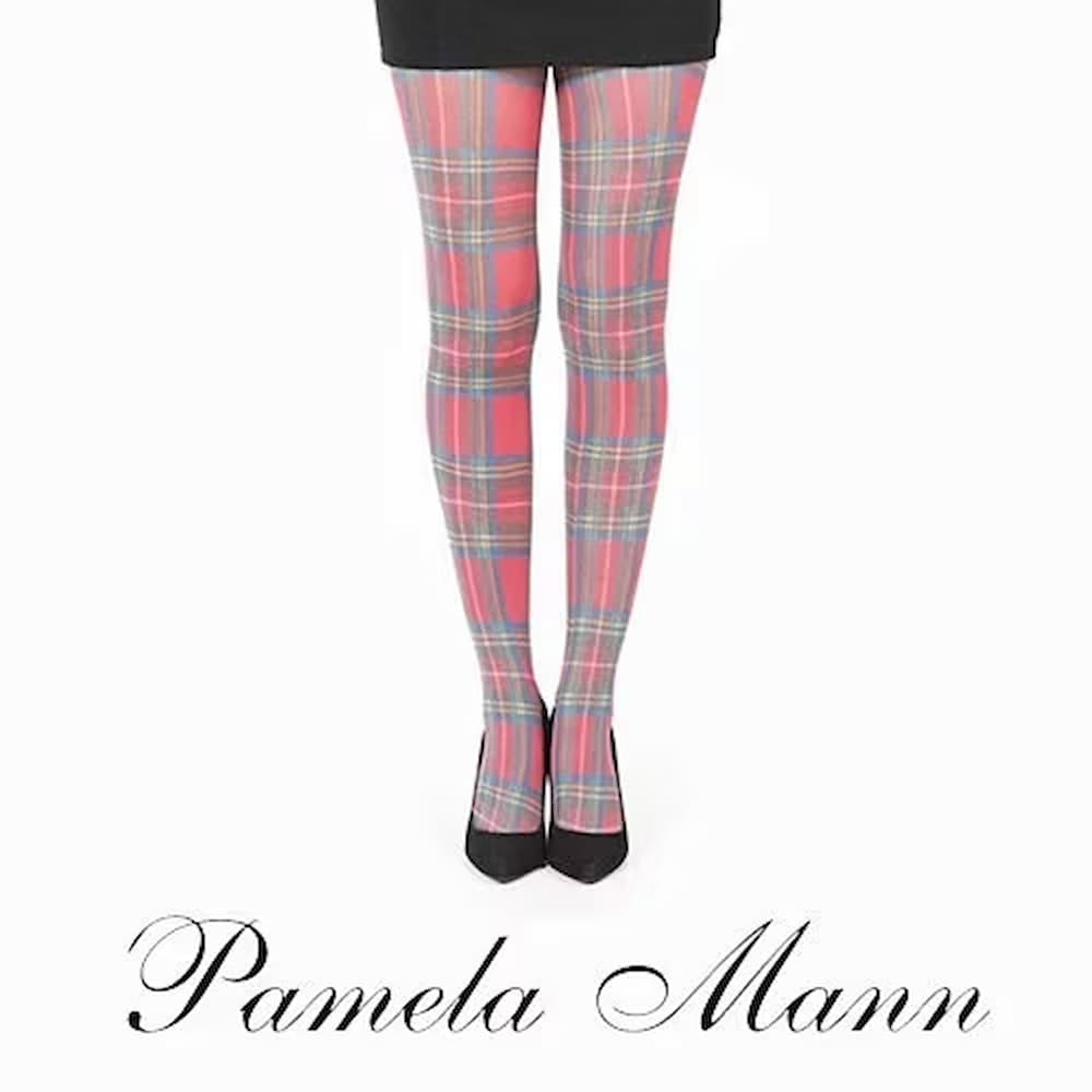 MODACore 摩達客 英國進口義大利製【Pamela Mann】紅綠方格紋印花彈性褲襪