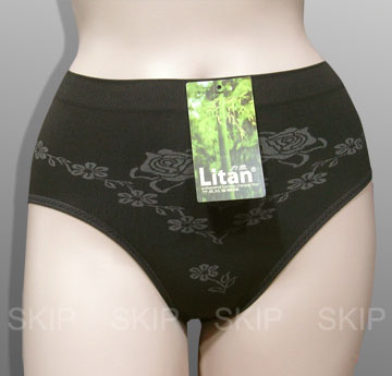 SKIP四季織精品**黑竹炭女中腰三角內褲**