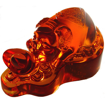 開運陶源 《元寶福祿豬》琉璃(琥珀琉璃豬)