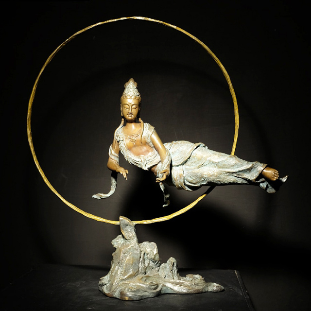 開運陶源 藍妤君(子問) 限量原作銅雕~拂曉 (觀世音菩薩)