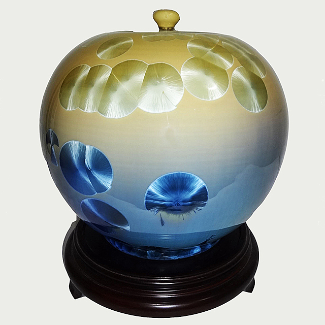 開運陶源 8 inch聚寶盆 圓滿甕 聚寶罐 結晶釉瓷器-台灣首席結晶釉大師 彭文雄作品