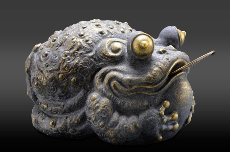 開運陶源羅廣維限量原作【招財進寶旺福金蟾】青斗石招財咬錢蟾蜍