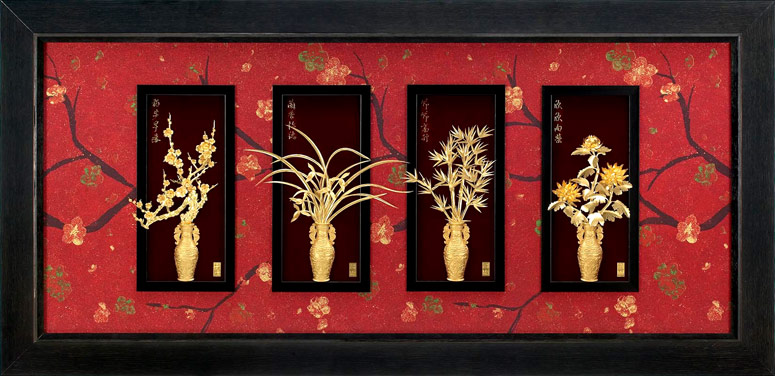 開運陶源純金金箔畫【古典四君子(梅蘭竹菊)】 - PChome 24h購物
