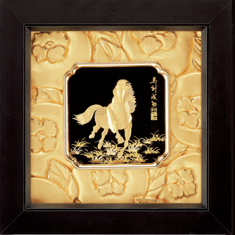 開運陶源純金典雅金箔畫系列~【馬到成功】.30 x30 cm - PChome 24h購物