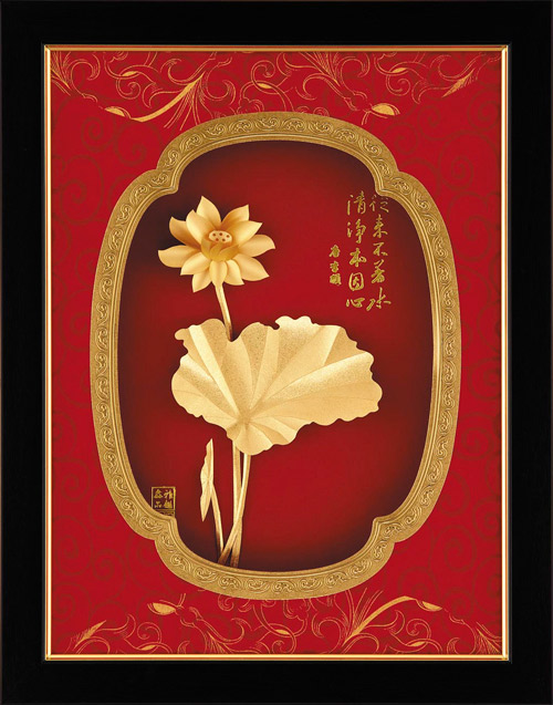 開運絵画　ガネーシャ　宝珠　蓮の花　幸運　財運　金箔　24金 開運絵画 ガネーシャ 宝珠 蓮の花 幸運 財運 金箔 24金