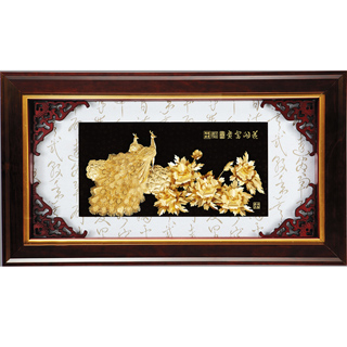 純金箔装飾立体 孔雀牡丹アート 000002_1584333069.jpg