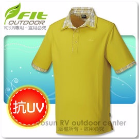 FIT 維特 男新款 吸排抗UV短袖格紋拼接POLO衫/防曬.短袖.透氣.吸濕.輕量.涼爽.適休閒.登山.健行