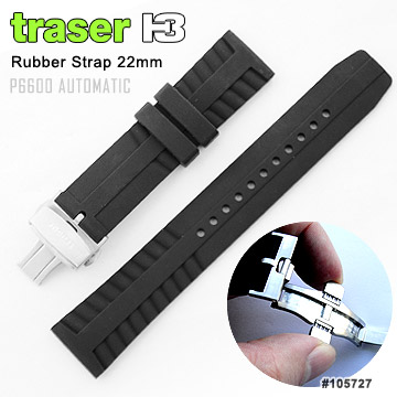 TRASER 黑色橡膠錶帶P6600 Automatic PRO適用(壓扣版) #105727