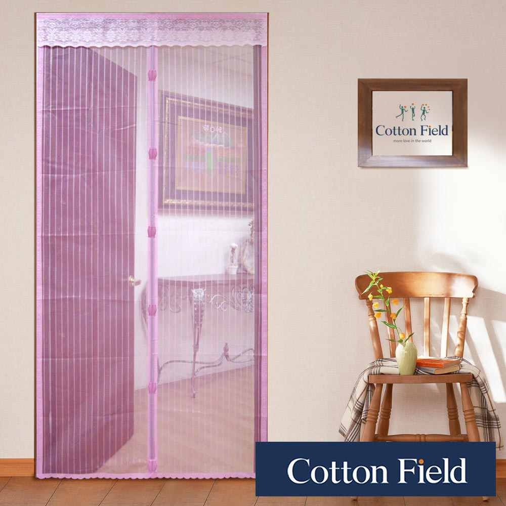 cottonfield 棉花田 【雙磁-加強版】6段式免穿磁條超細網防蚊門簾-粉紅色(二件組)