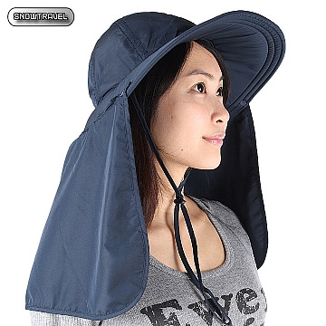 SNOW TRAVEL 雪之旅 抗UV透氣護頸遮陽圓盤帽 2入(藍色)