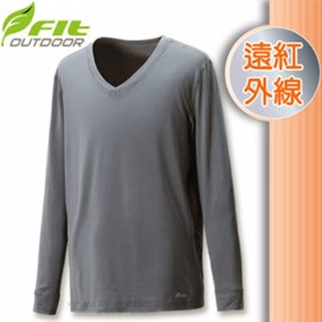 FIT 維特 男新款 遠紅外線V領保暖內衣_FW1502 科技灰