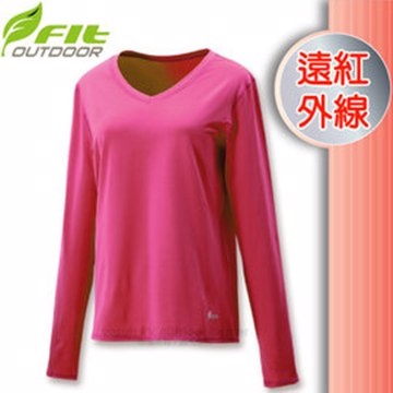 FIT 維特 女新款 遠紅外線V領保暖內衣_FW2502 紫紅色
