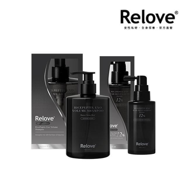 Relove 黑泌肽豐盈洗髮精-450ml (晨柑朝露)+養髮液-100ml (加強版12%) 組合