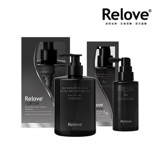 Relove 黑泌肽豐盈洗髮精-450ml (晨柑朝露)+養髮液-100ml (一般版6%) 組合