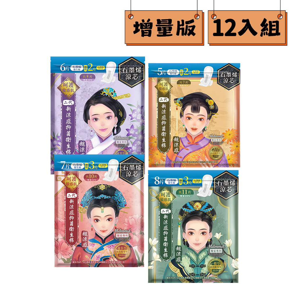 Mdmmd. 明洞國際 後宮二代涼芯衛生棉12入組(增量版)(一般型/ 量多型/夜用型/夜用加長型)