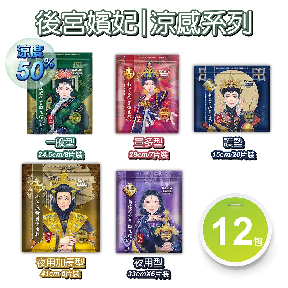 Mdmmd. 明洞國際 後宮涼芯衛生棉 《涼感/超涼感共10款_12包組》