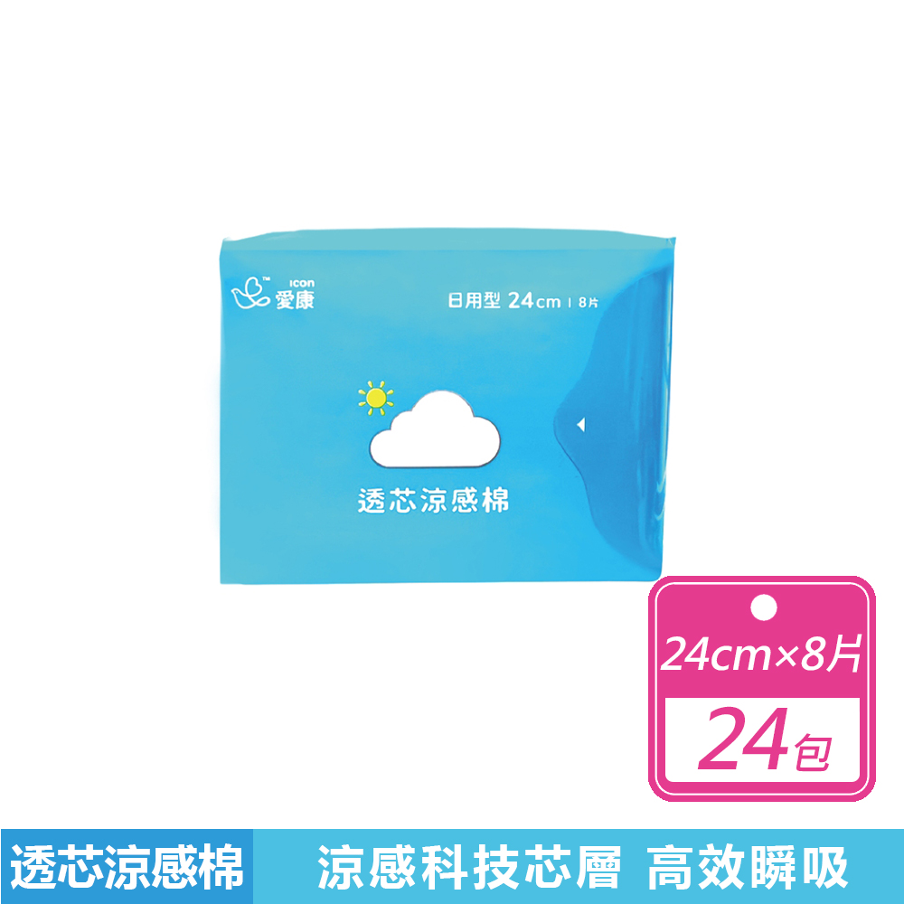 ICON 愛康 24包半箱組-日用型24cm涼感衛生棉(8片/包)