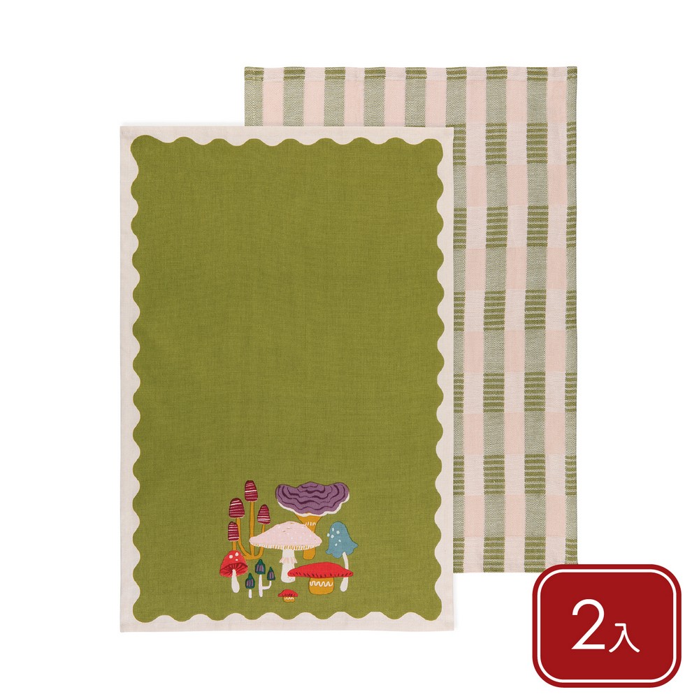 DANICA 加拿大 Jubilee純棉擦拭布2入(菇菇秘境71x46cm) / 廚房抹布 清潔布 擦拭布