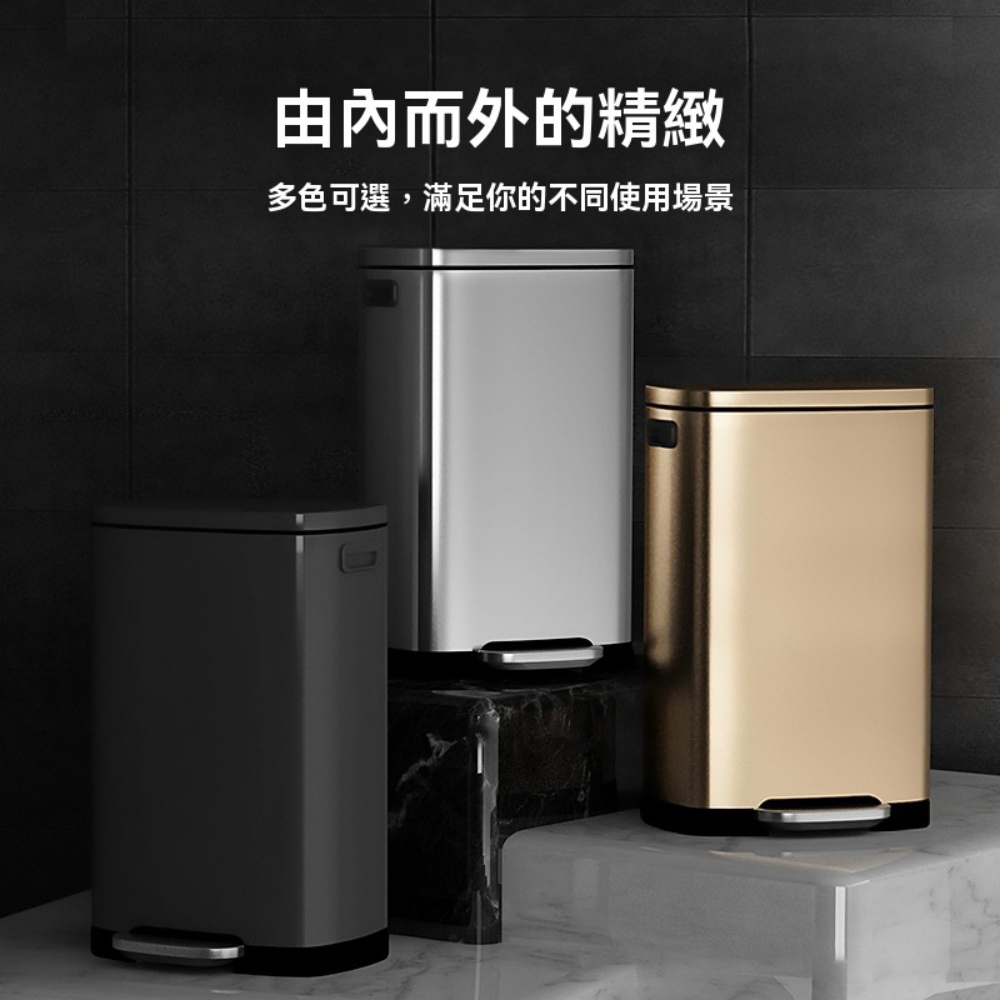 現貨 帶蓋垃圾桶 腳踩垃圾桶 廚房垃圾桶 不鏽鋼垃圾桶 廁所衛生桶 垃圾收納桶 38L大容量