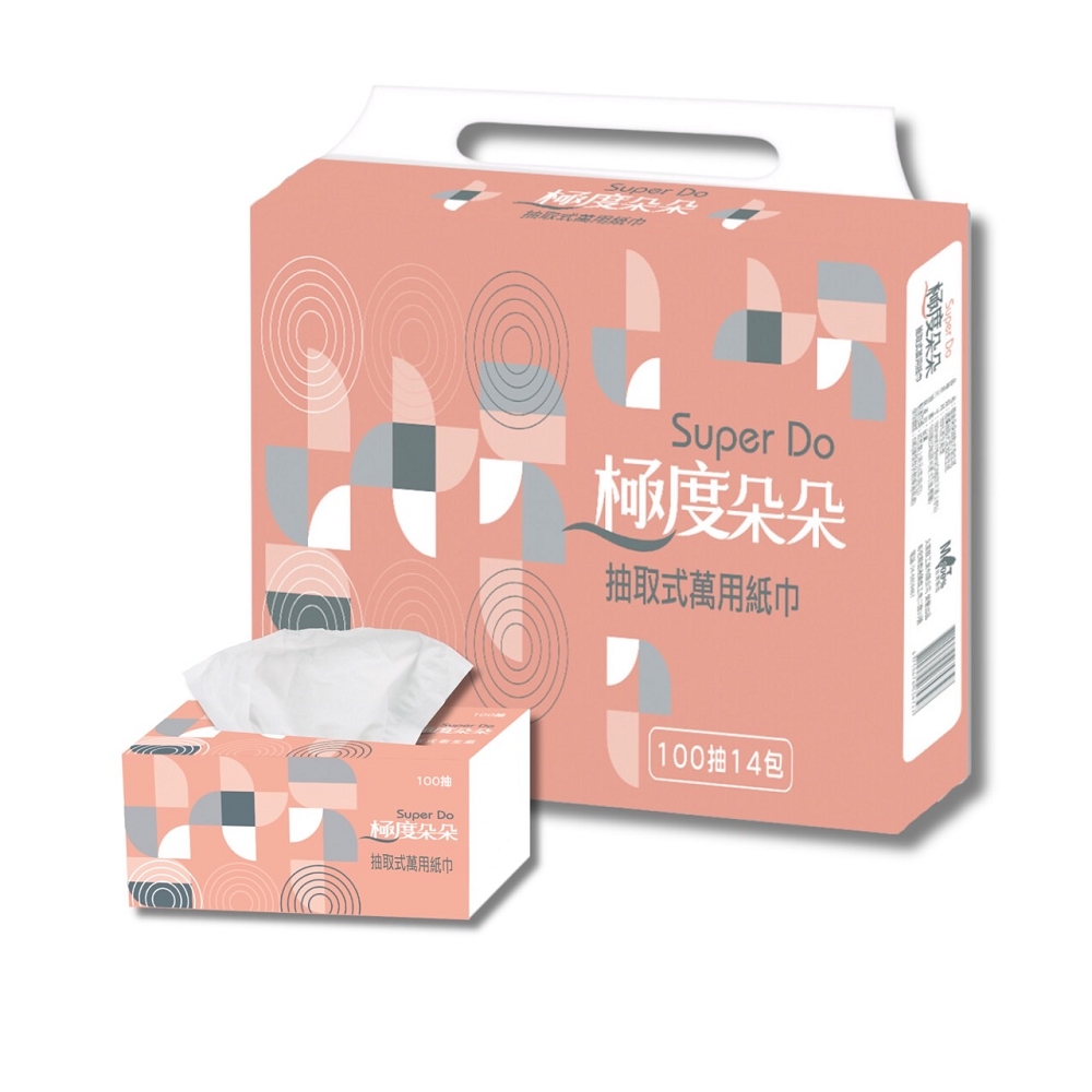 Super Do 極度朵朵 抽取式萬用紙巾100抽14包6串/箱X2