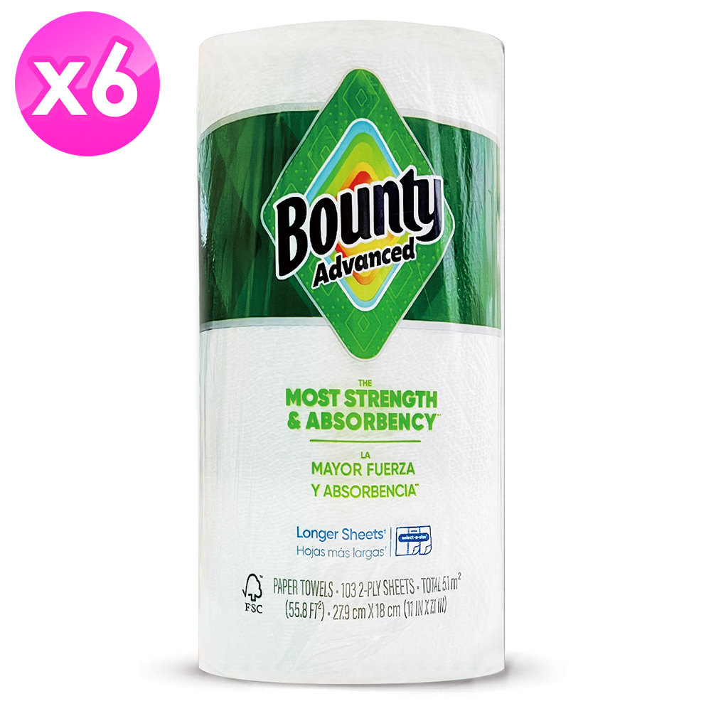 BOUNTY 廚房紙巾(隨意撕)103張 x6捲