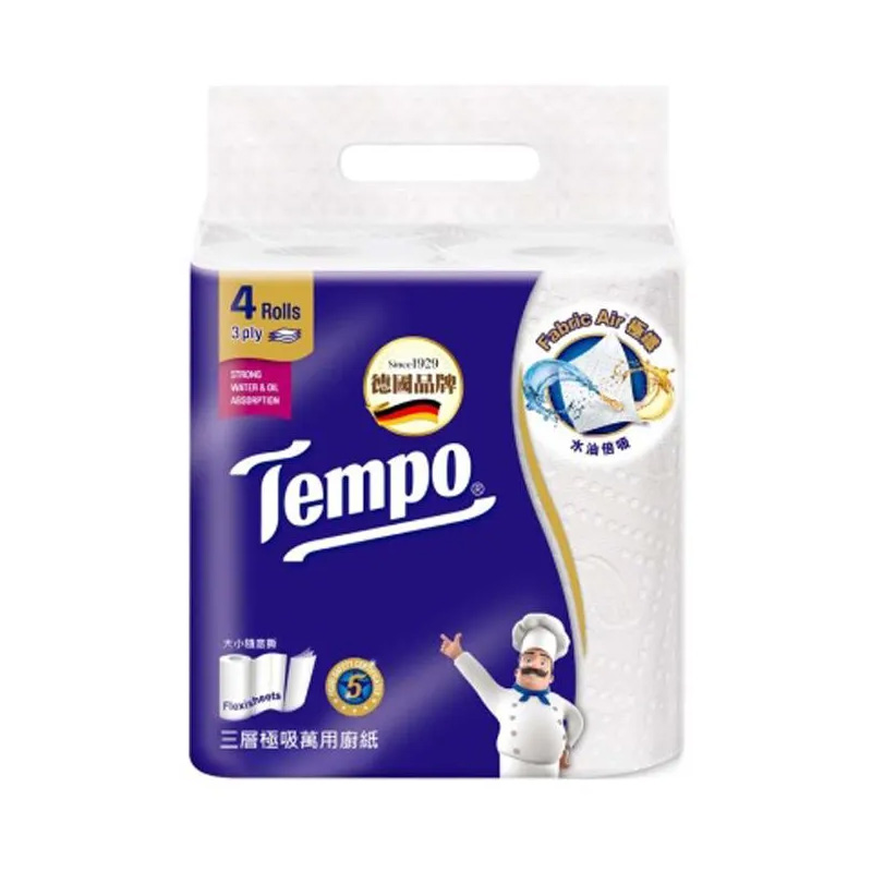 Tempo 極吸萬用3層廚房紙巾120張x4捲x2串